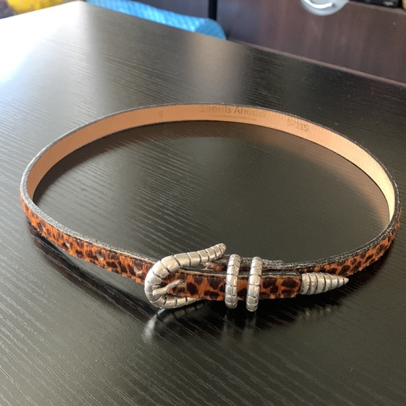 Vintage Streets Ahead cheetah print calf-hair leather belt with silver buckles - Picture 2 of 4
